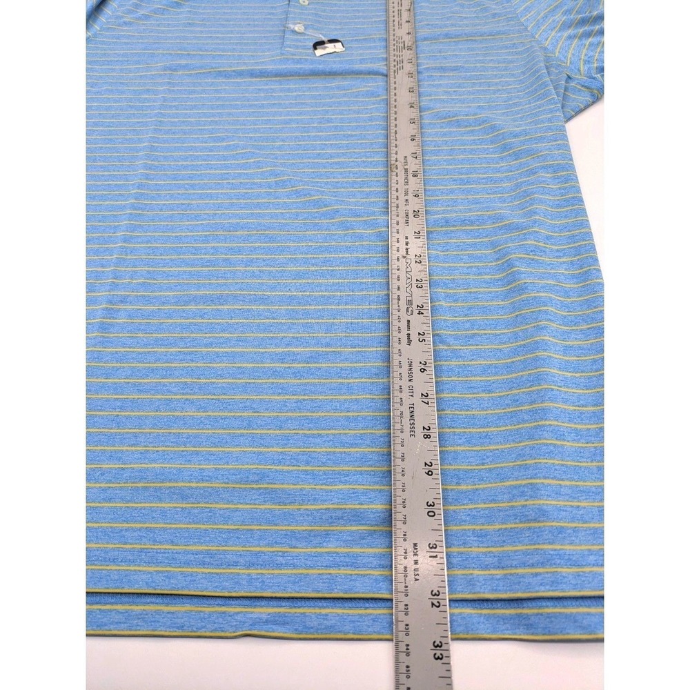 Johnnie O Men XXL Blue Yellow Striped Short Sleeve Performance Golf Polo Shirt - Picture 4 of 9